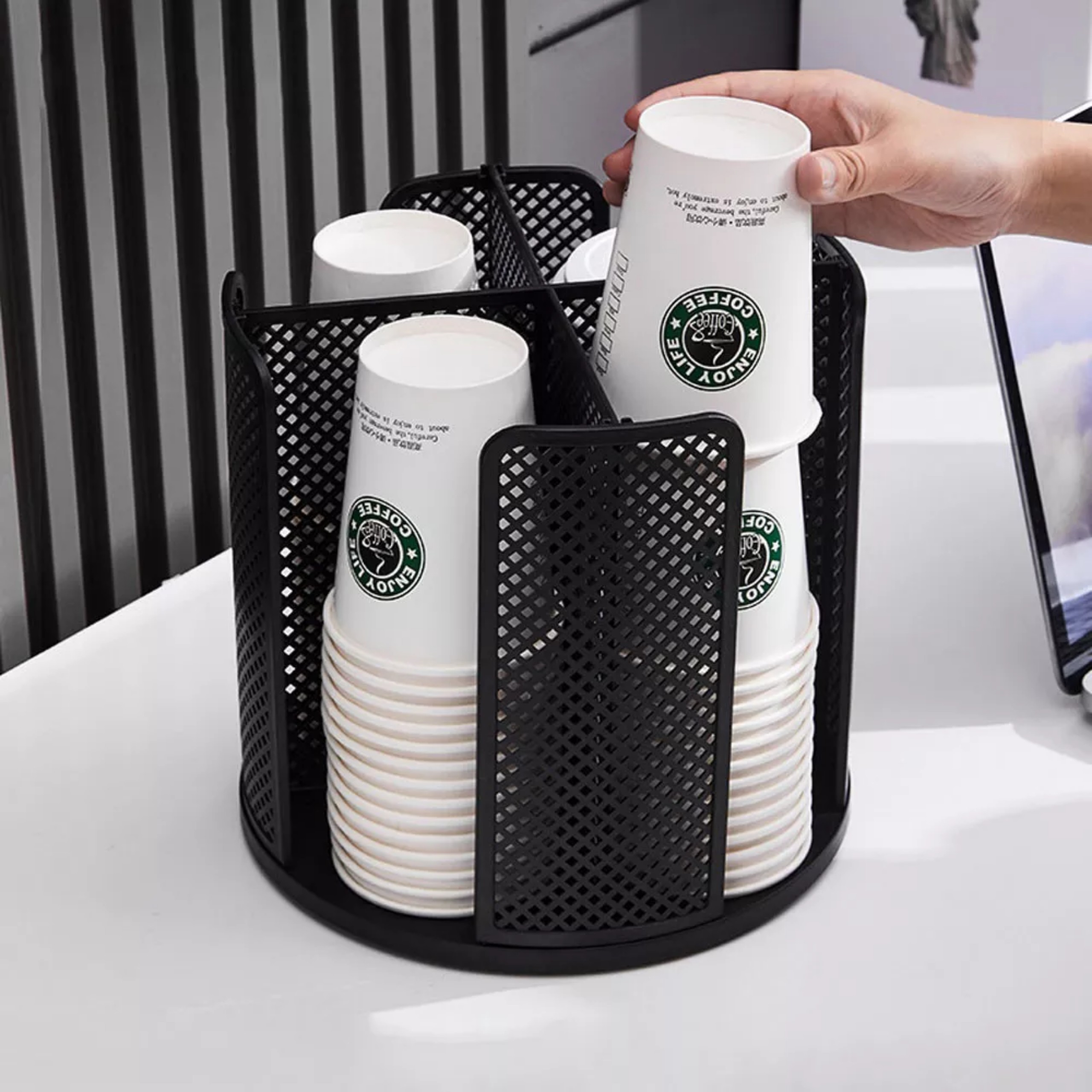 Kệ Đựng Ly 4 Ngăn Cho Quán Trà Sữa