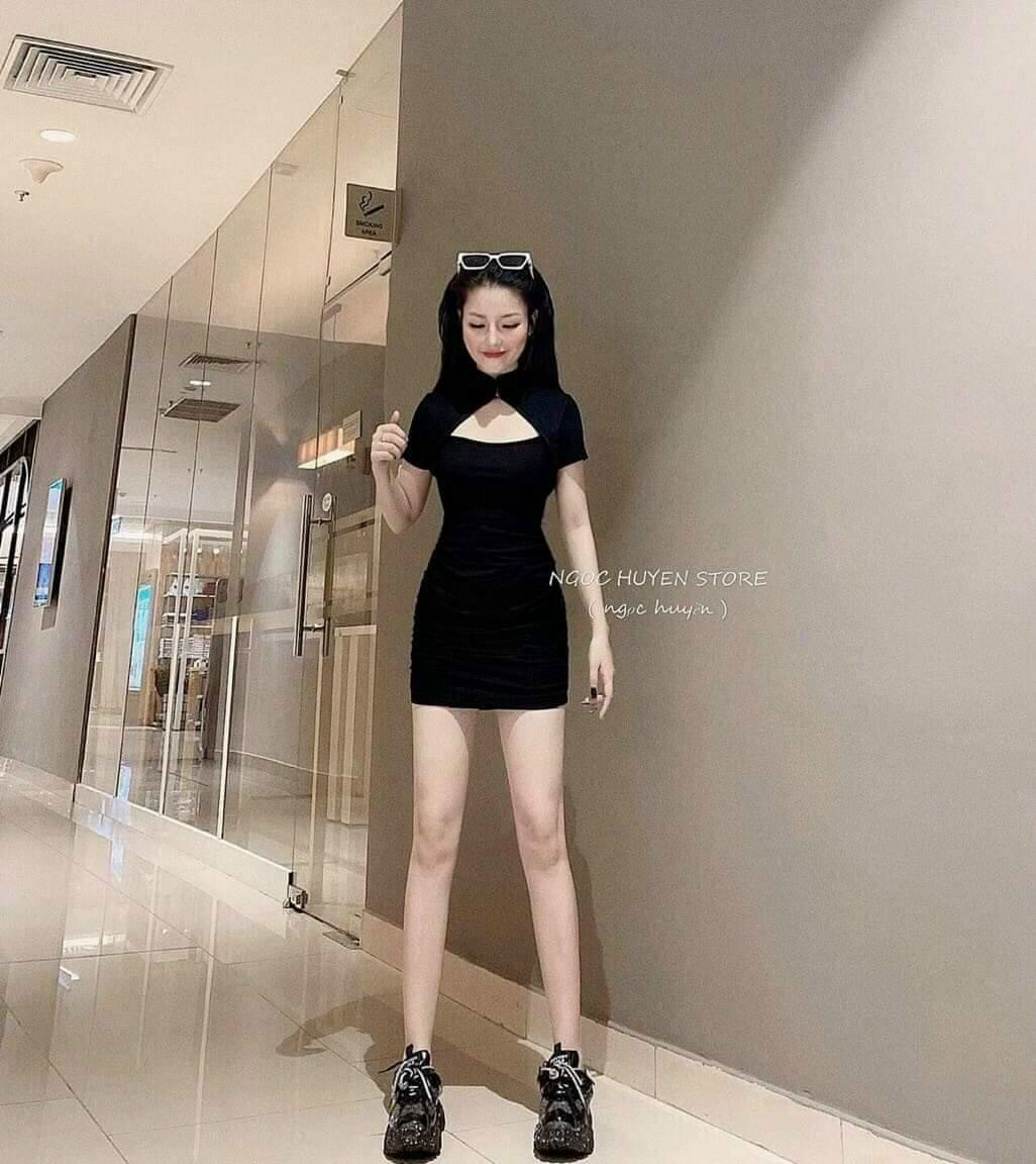 [HCM]Đầm Body Cổ Tàu Cá Tính
