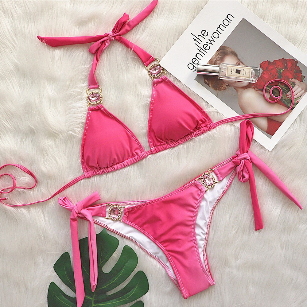 Bikini tam giác phối đá chanh sả( nhiều màu)