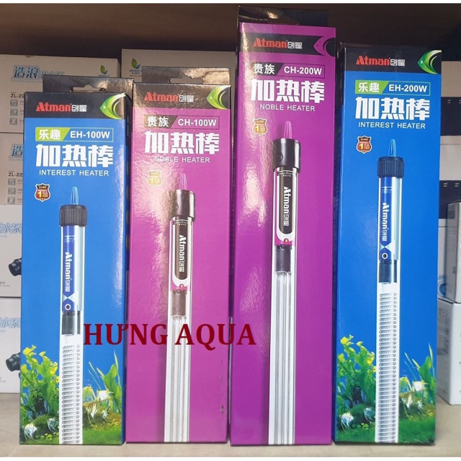 Sưởi bể cá, atman ch 100w 200w 300w giúp ổn định nhiệt độ bể cá