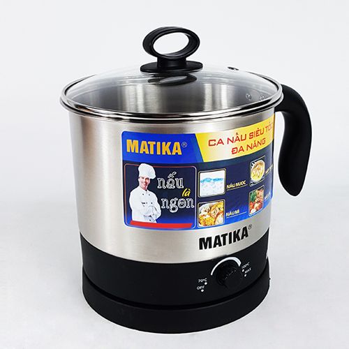 Ca nấu mì siêu tốc Matika MTK-1612 Inox 304 dung tích 1.6L công suất 600W - Chính hãng BH 12 tháng
