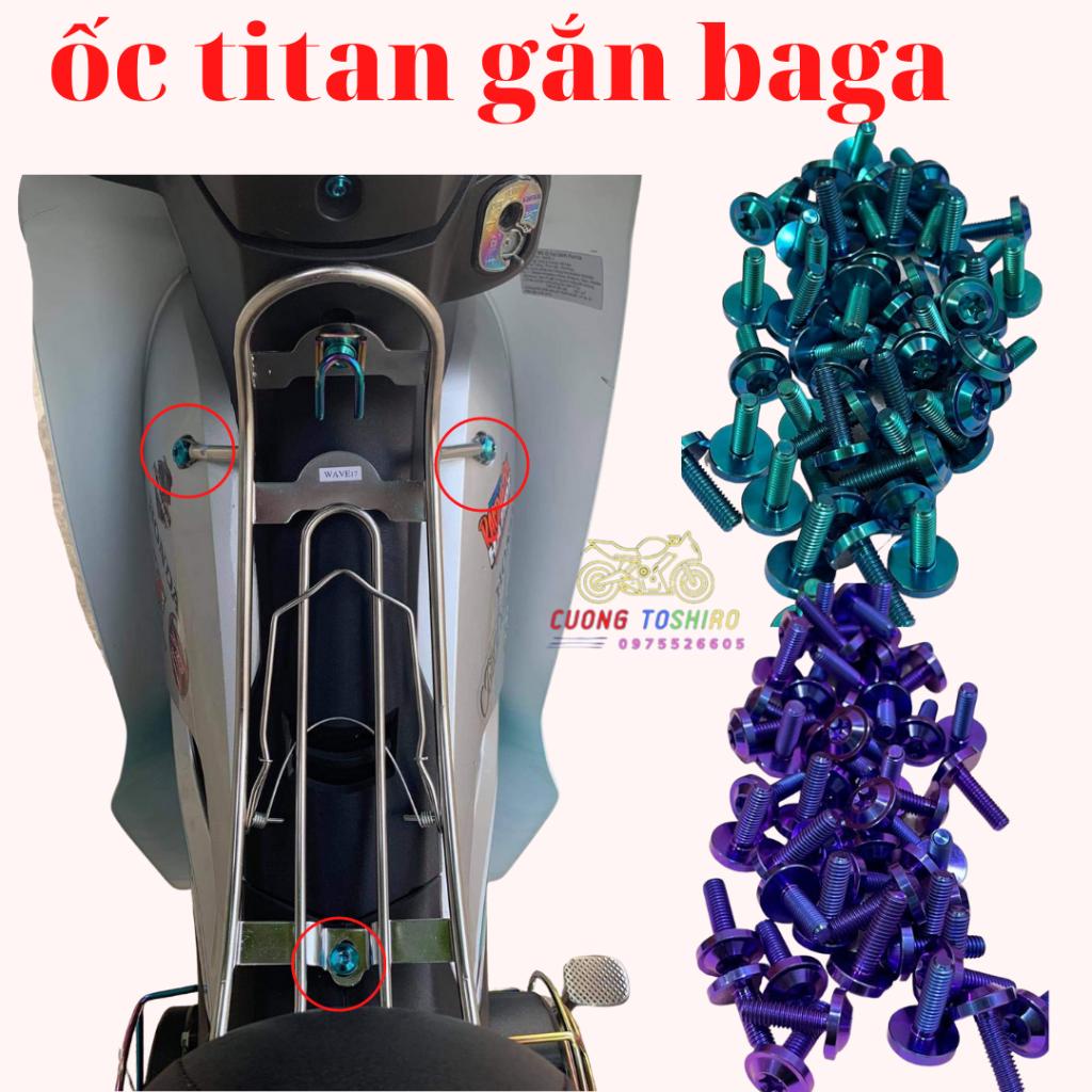 Ốc titan Gr5 gắn full dàn áo xe wave a 100, 110 2 màu tím lục bảo siêu đẹp