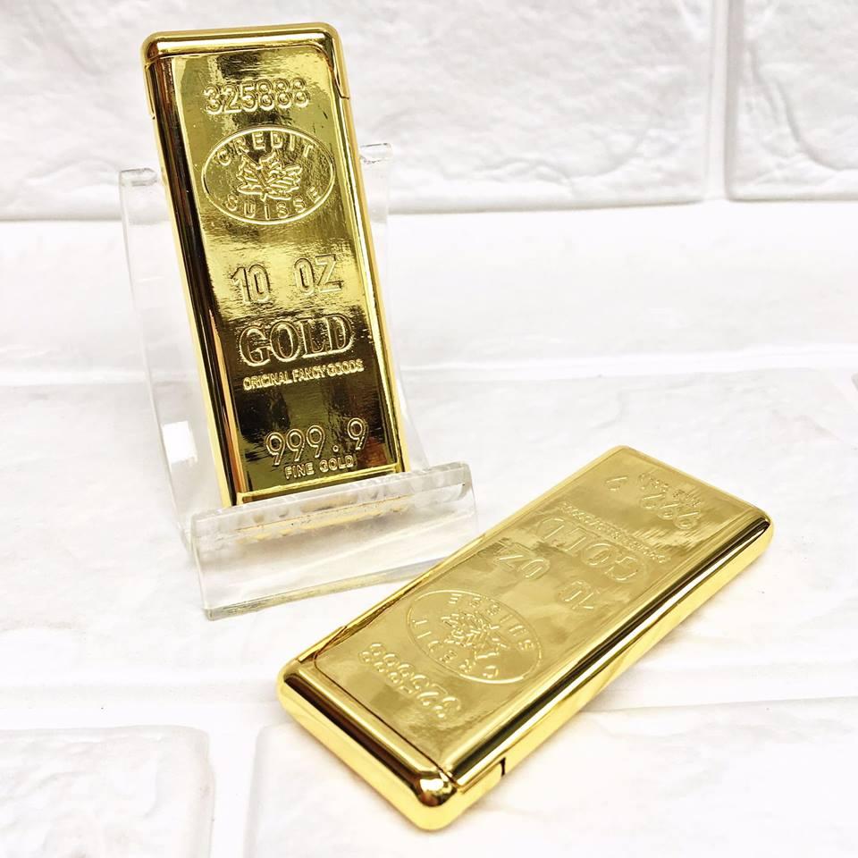 Bật Lửa Khò gas đá hình thỏi vàng 9999