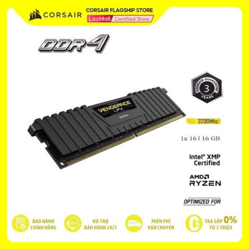 Bảng giá RAM PC CORSAIR VENGEANCE LPX 16GB DDR4 1x16G 3200MHz CMK16GX4M1E3200C16 Phong Vũ