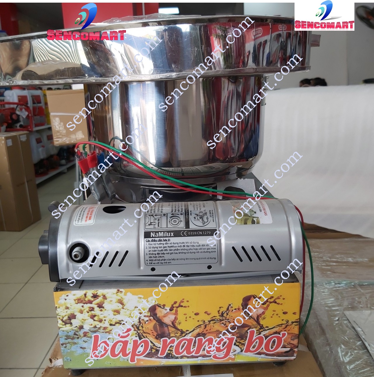 Máy làm bắp rang bơ có mang, 2 van ga