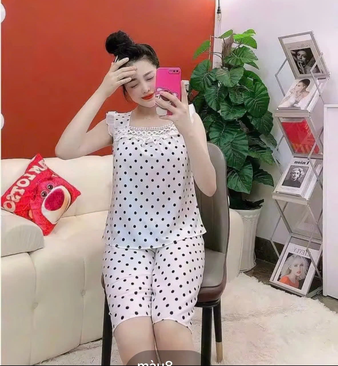 Bộ Lửng Chấm Bi Vải Lụa Hàn [Có 3 size M dưới 54 kg/ L: 55-62kg / XL 63-67 kg]- Đồ Bộ Lửng Nguyên Khánh Store