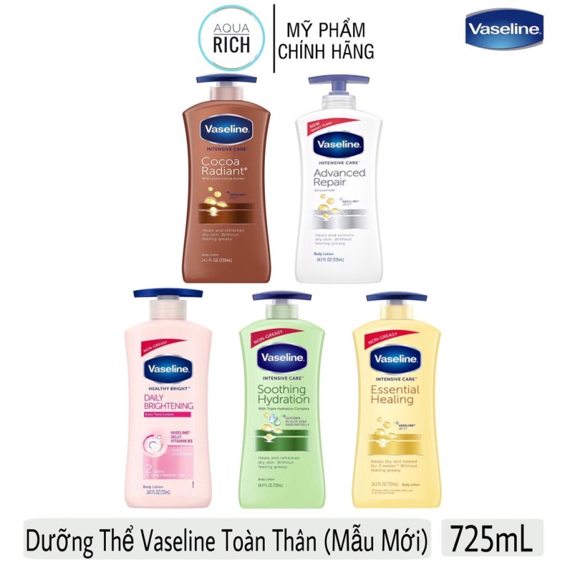 Sữa Dưỡng Thể Vaseline Healthy White UV Lightening Body Lotion 725ml Dưỡng Ẩm Làm Trắng Da nhập khẩu