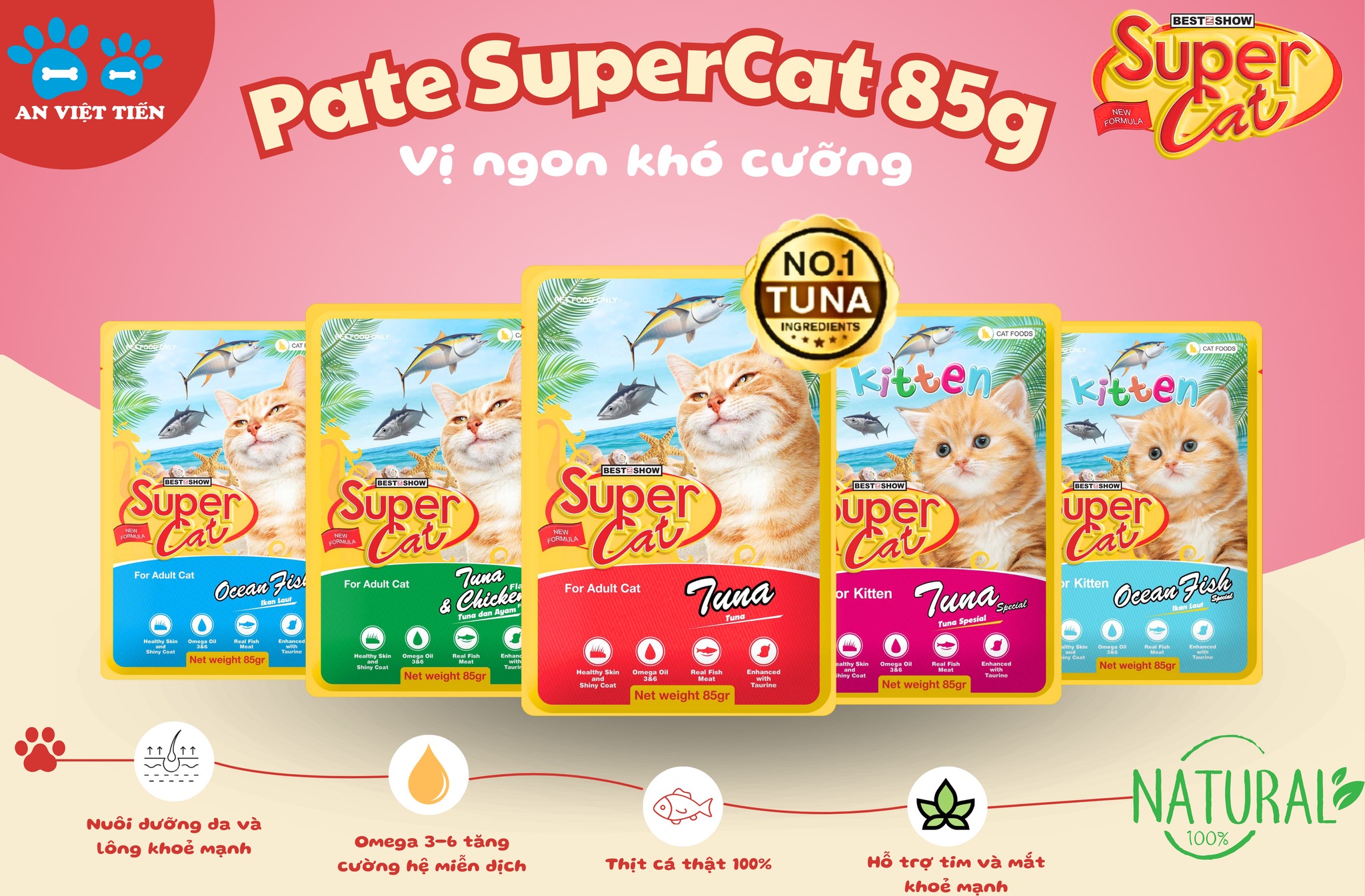 pate supercat nhiều Taurine 85gr dành cho mèo - T3 PETS SHOP