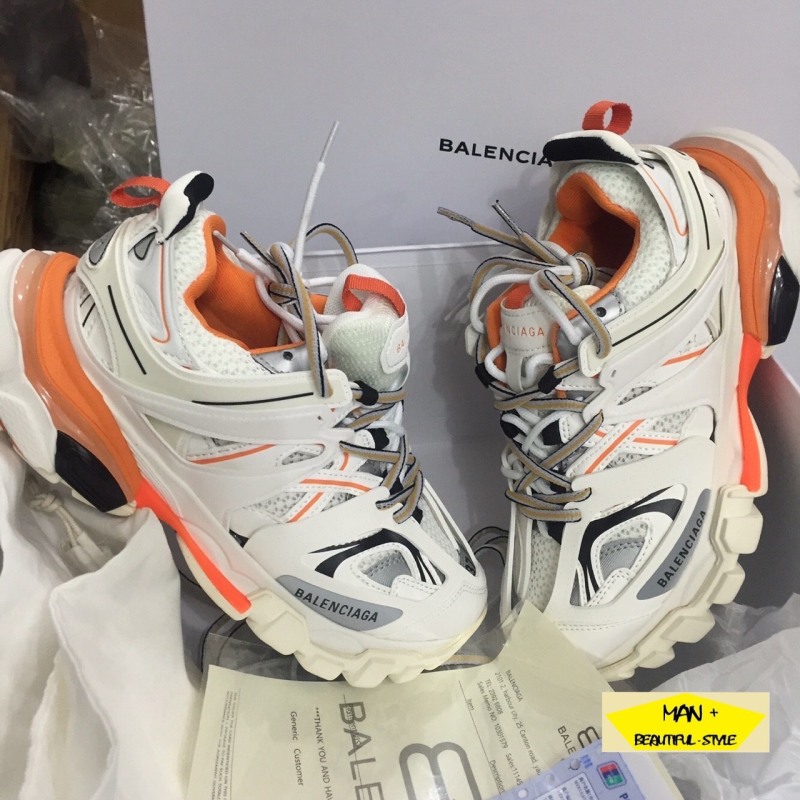 (HÀNG ĐẸP) Giày thể thao nam nữ sneaker BALENCIAGA_TRACK 3.0 trắng cam