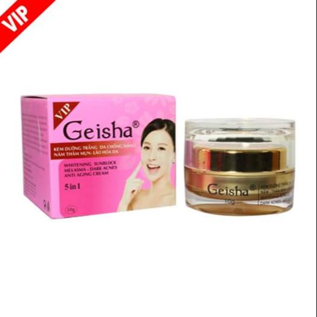 Kem geisha trắng da chống nắng nám thâm mụn lão hóa da 5 in 1 10g