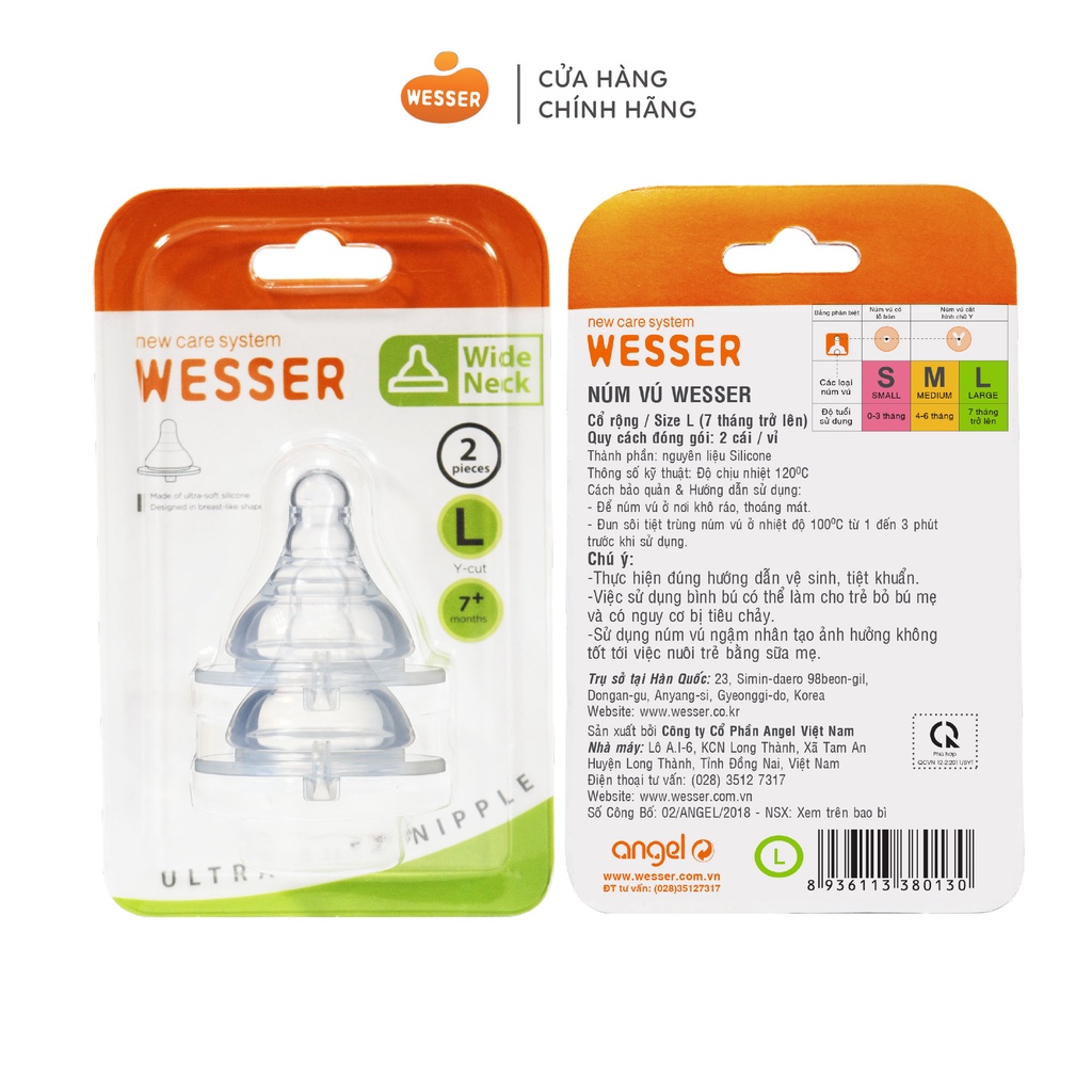 Núm vú cổ rộng siêu mềm WESSER PP/PPSU