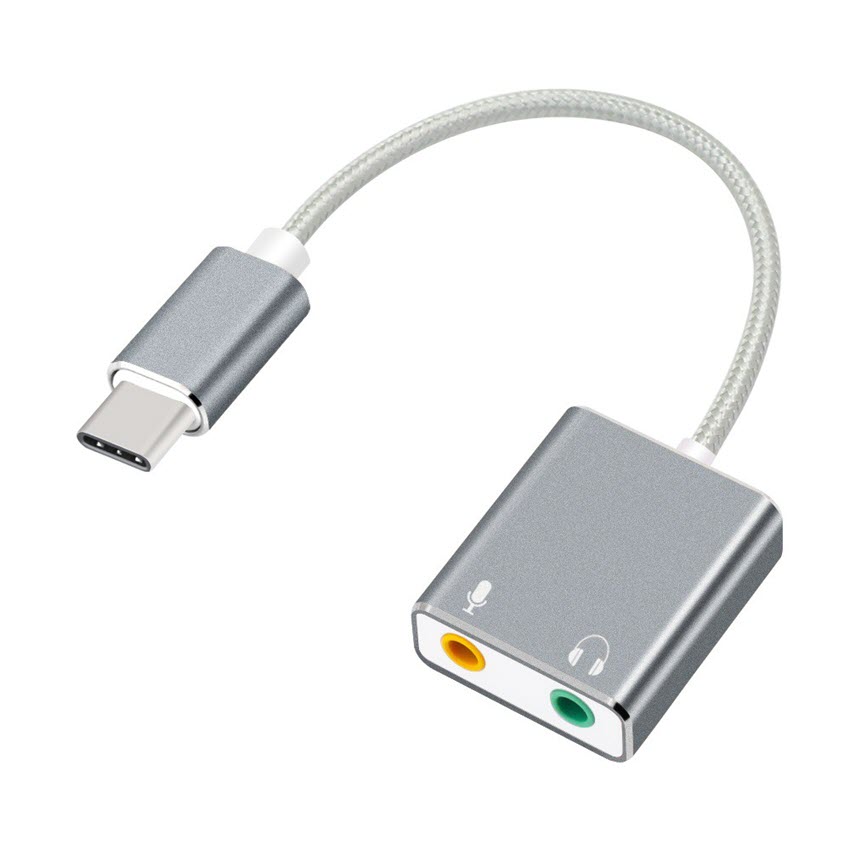 Cáp chia Mic và Loa từ cổng USB Type C - Sound card USB Type C 7.1 cao cấp