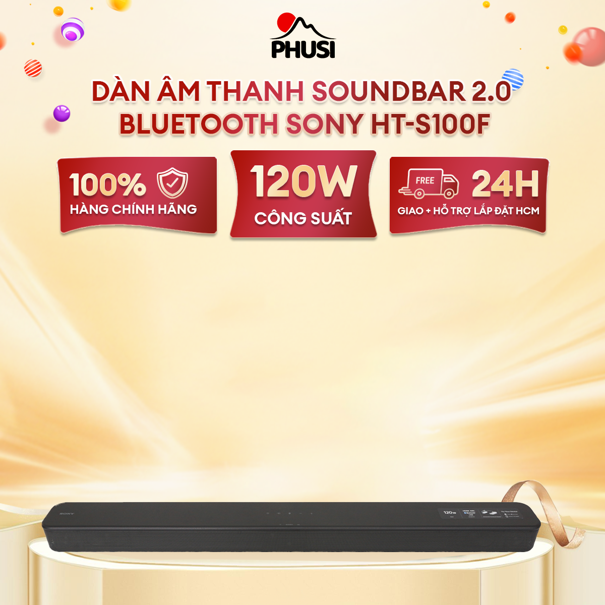 Dàn âm thanh soundbar 2.0 tích hợp bluetooth sony ht-s100f
