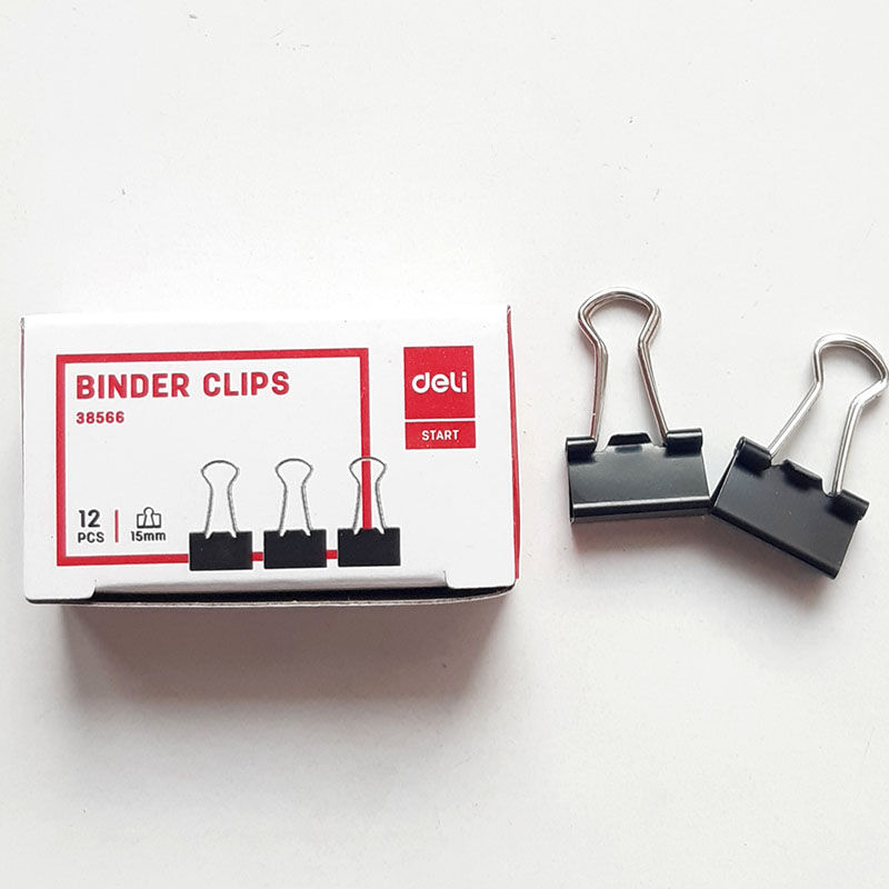 Kẹp bướm đen deli -15mm, 19mm, 25mm, 32mm, 41mm, 51mm - 38566 / 38565 / 38564 / 38563/ 38562 / 38561