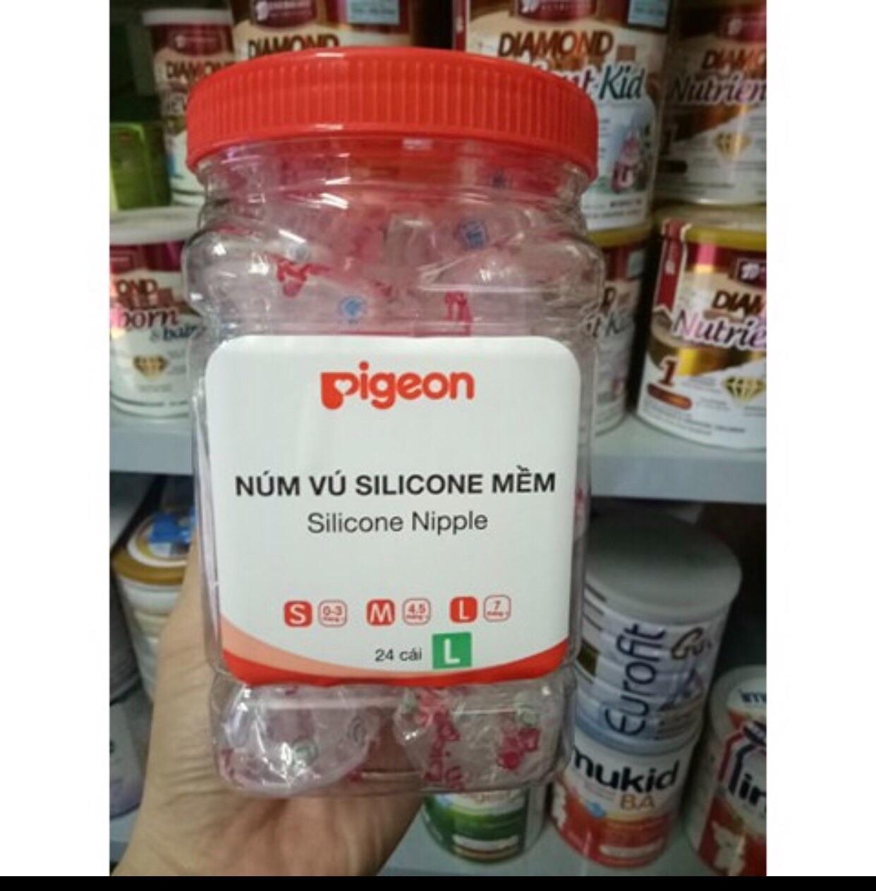 Núm ti/núm vú silicon pigeon cổ hẹp siêu mềm