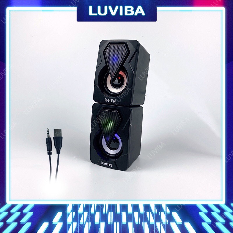 Loa máy tính vi tính mini laptop LED để bàn bass giá rẻ LUVIBA