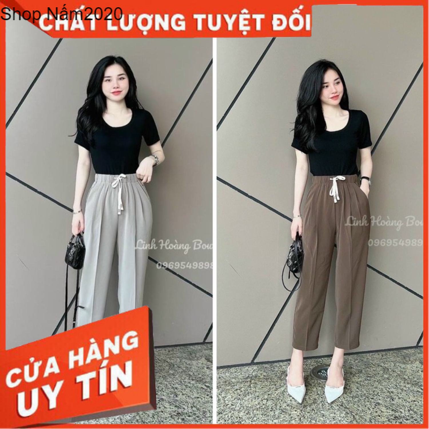 Quần Baggy Ruby Lưng Chun Dây Rút Phối Dáng Đứng Đẹp