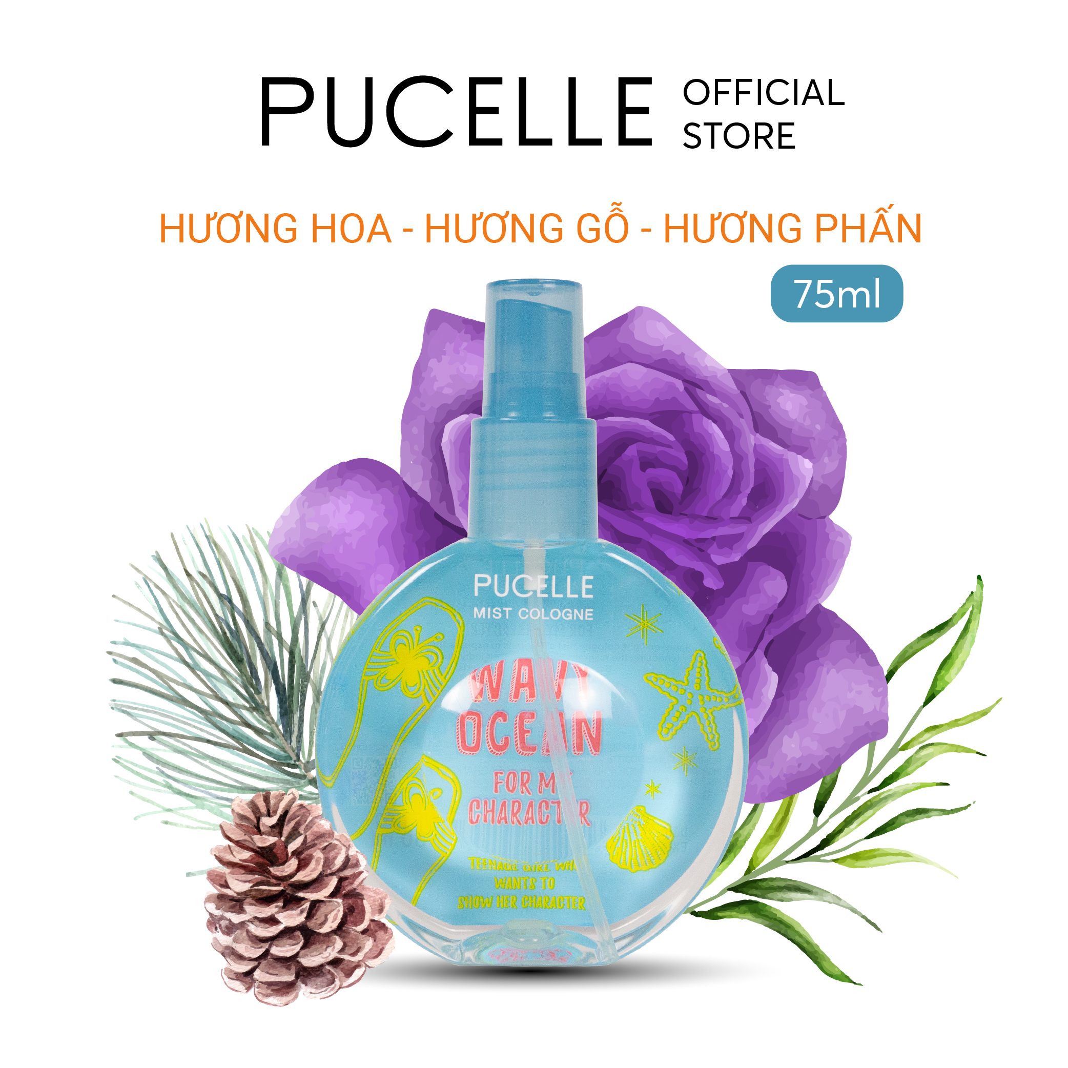 Nước Hoa PUCELLE MIST COLOGNE WAVY OCEAN FOR MY CHARACTER 75ml