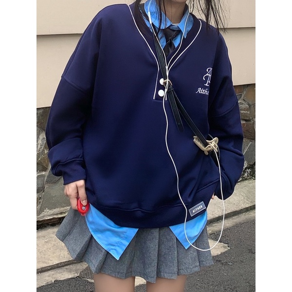 AITHER STUDIO Áo Button Sweater phong cách học sinh ver2