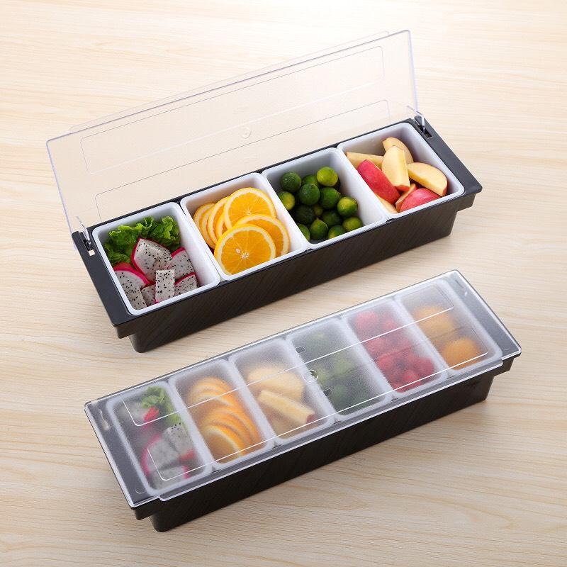 [HCM]Khay đựng topping 6 ngăn nhựa cao cấp