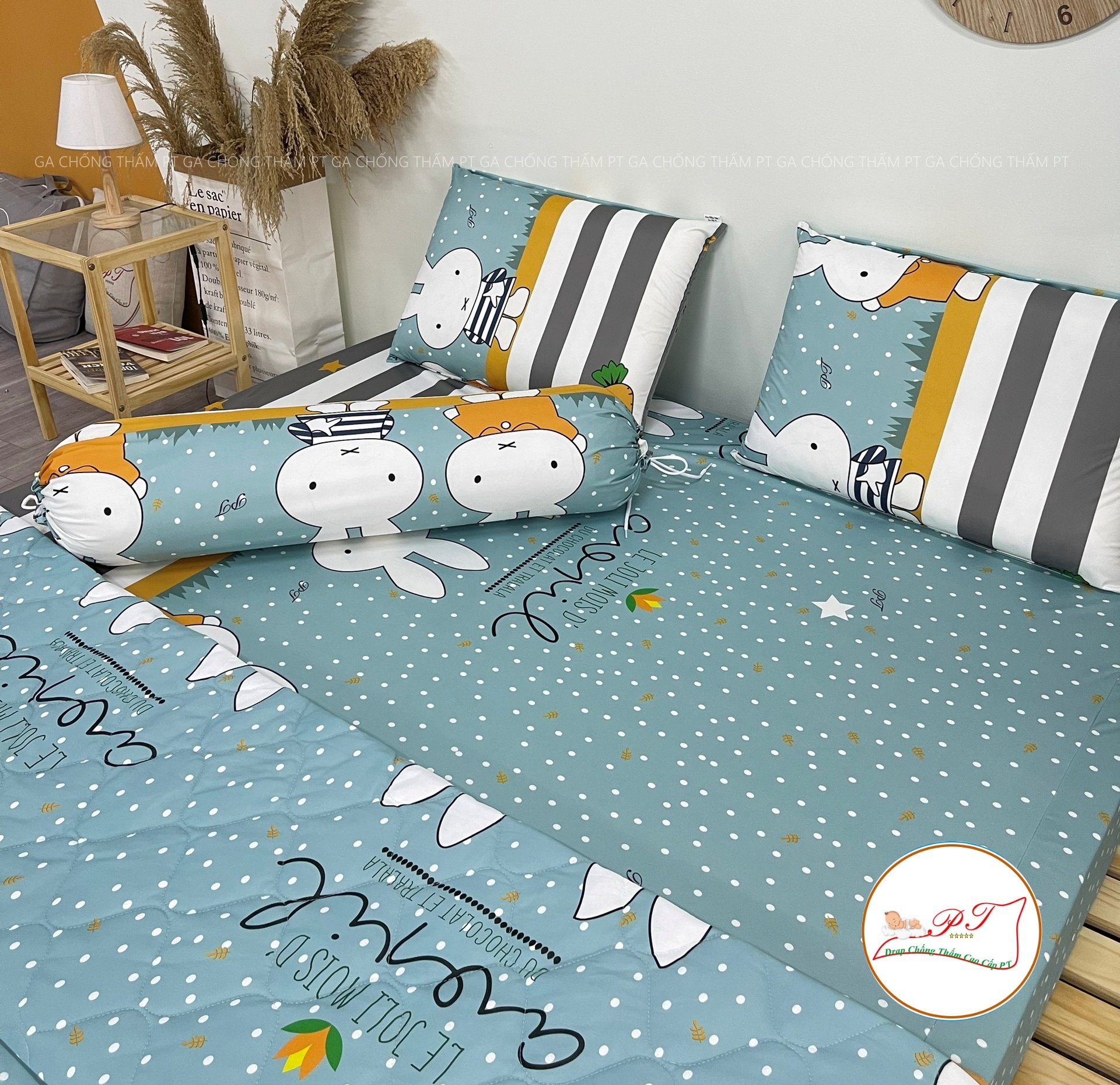 Ga Chống Thấm Cao Cấp PT Mẫu Họa Tiết Thỏ Đôi