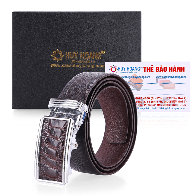 Dây nịt nam da đà điểu trơn 3,5P màu nâu đất TH4410