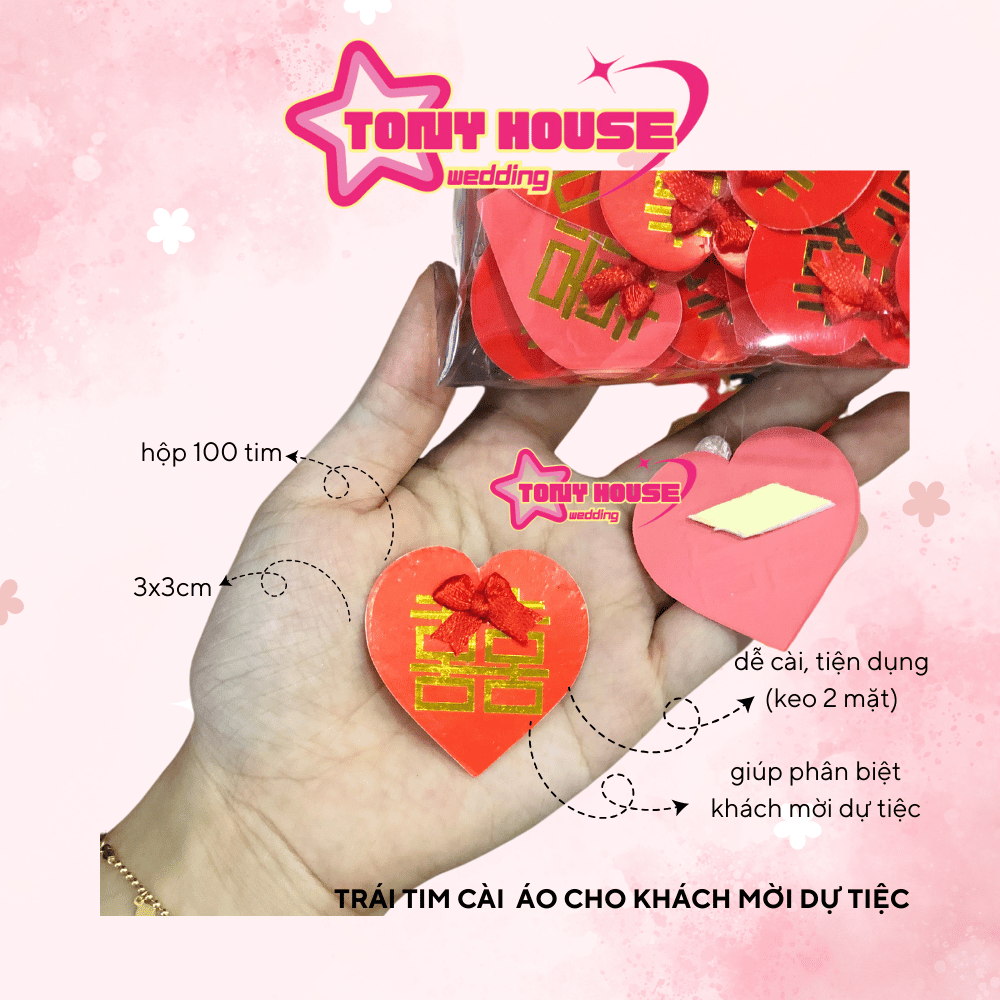 Set 100 Tim cài áo khách mời dự tiệc cưới