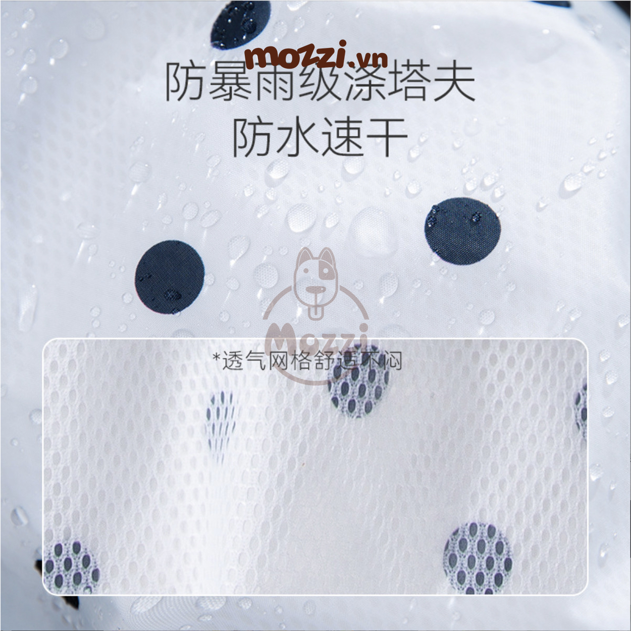 Áo mưa Panda chấm bi có dây ôm ngực cho chó mèo