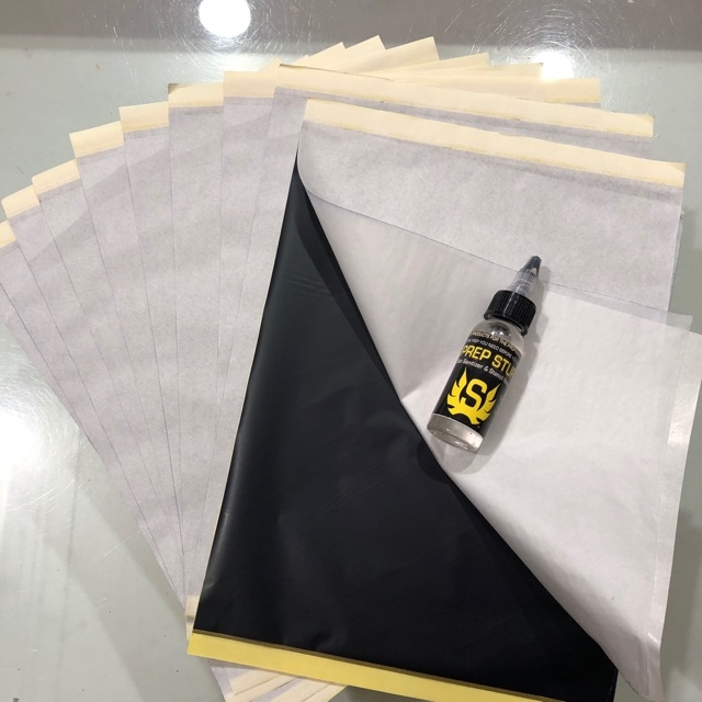 Set 10 giấy than 3 lớp + Gel in hình Prep Stuff 30ml