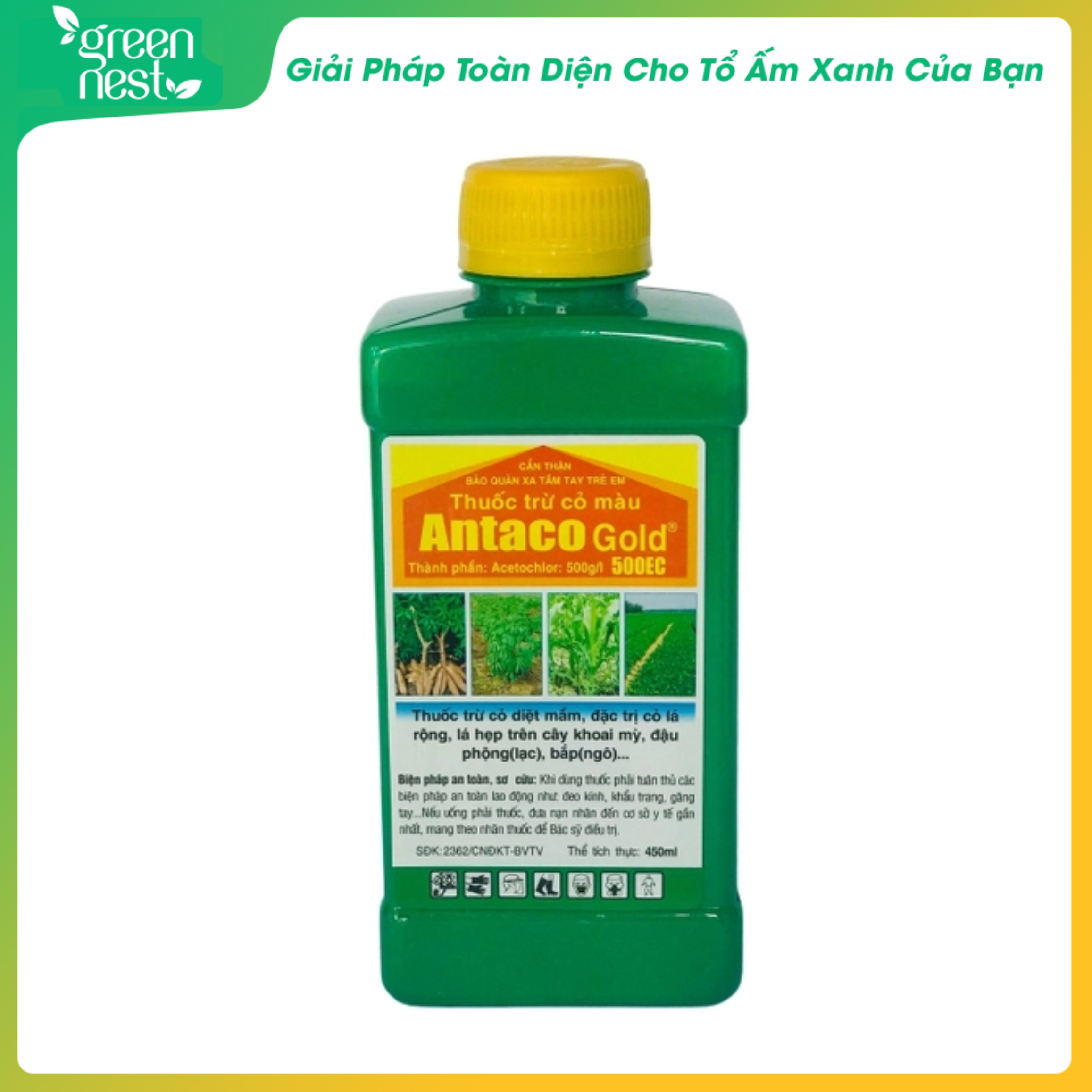 Thuốc trừ cỏ màu antaco gold 500ec 450ml - đặc trị cỏ lá rộng, lá hẹp trên cây khoai , đậu phộng , bắp ,...