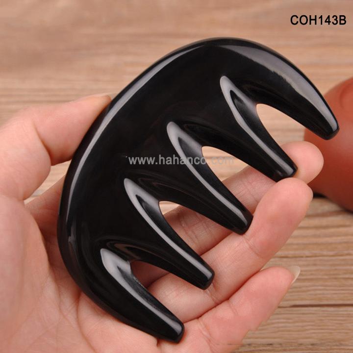 Lược sừng 5 răng đen thần thánh (Size: S - 9,5cm) Massa đầu giúp lưu thông khí huyết - Hahanco- COH143B