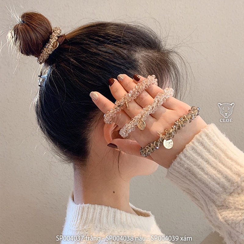 Dây cột tóc nữ đính đá pha lê lấp lánh phong cách Hàn Quốc phụ kiện tóc Cloe Accessories