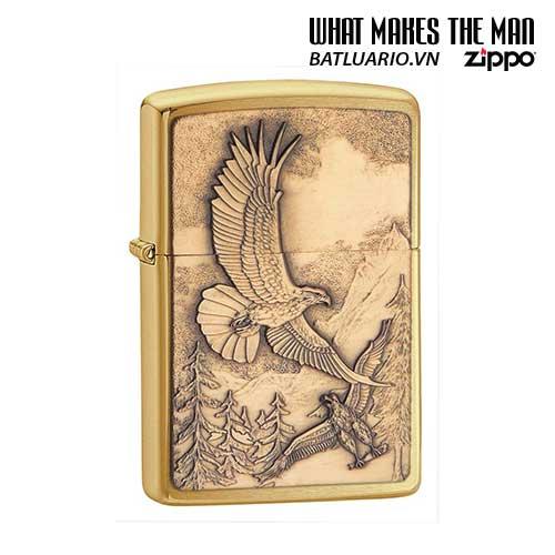 Bật lửa zippo 20854 - Bật lửa zippo Lighter Where Eagles Dare Emblem Brushed Brass