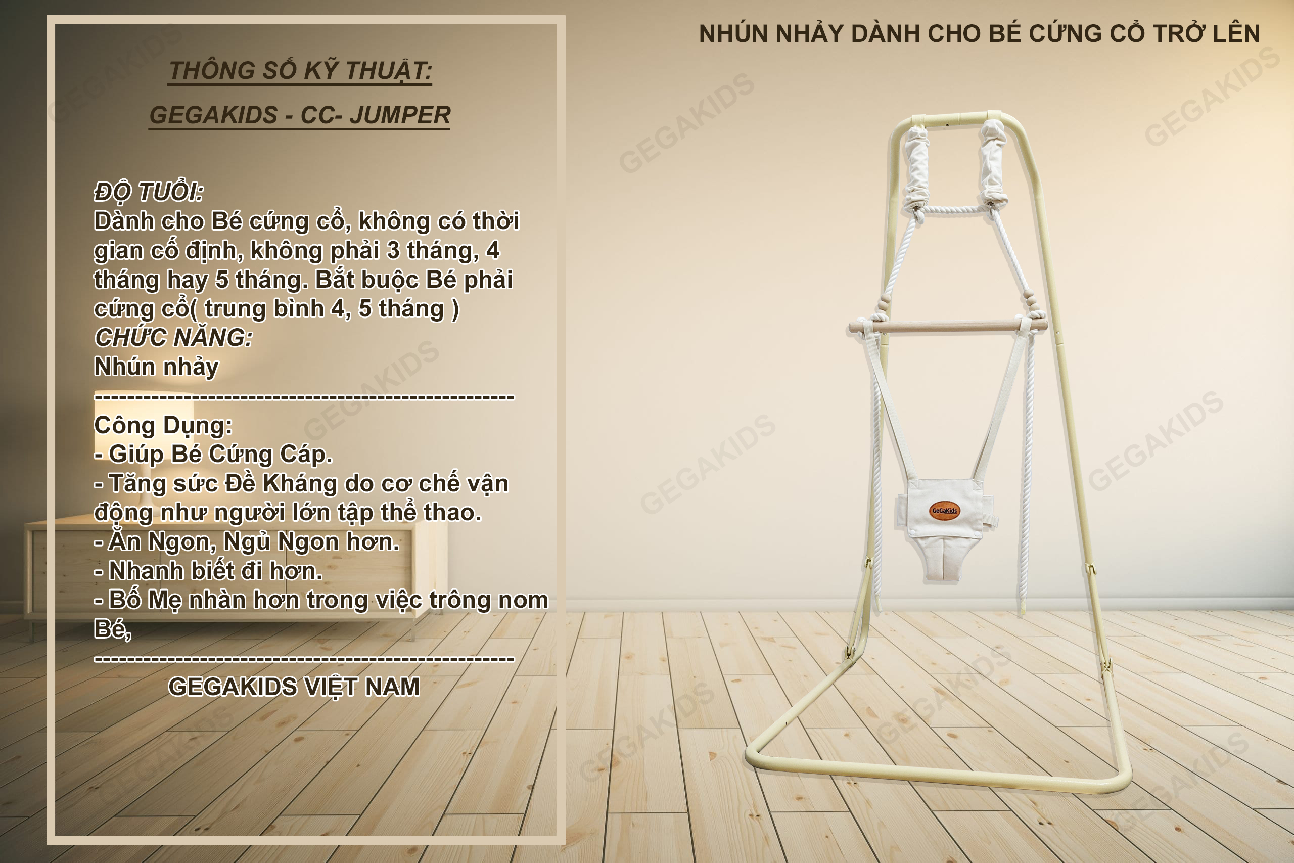 GEGAKIDS( 3 in 1 ) - [ MÃ GGK-L-CC-C01 ] - COMBO [ Nôi + Nhún Nhảy + Xích Đu ] - Khung L Cao Cấp kiểu dáng CHÂU ÂU