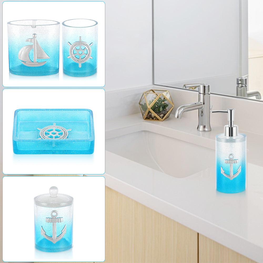 Bộ đồ dùng nhà tắm set 5 món hình mỏ neo