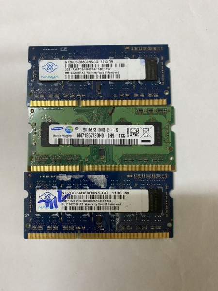 Bảng giá Ram Laptop , 2GB PC3 Bus 1066 / 1333 / 1600 / 8500s 10600s 12800s DDR3 hàng bóc máy đã qua sử dụng BH6T Phong Vũ
