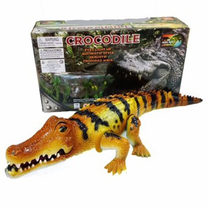 Đồ chơi cá sấu crocodile chạy pin - mô hình có phát nhạc giống thật loại to cho bé