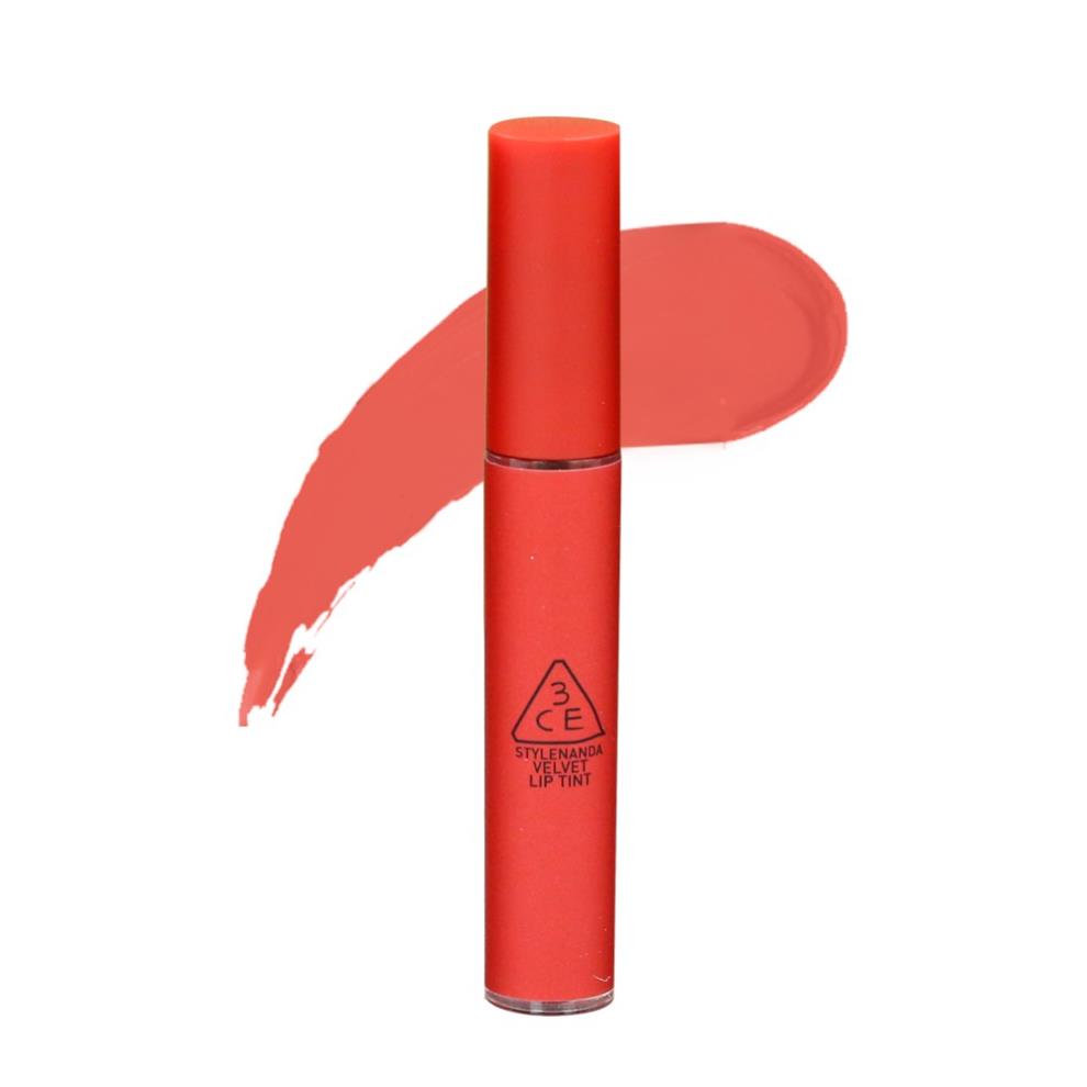 Son kem lì 3ce, velvet lip tint màu childlike – đỏ cam