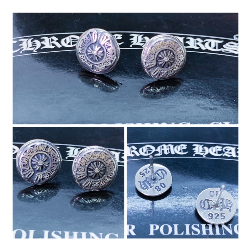 [Ảnh Thật] Bông tai Chrome Heart Logo bạc 925 cao cấp fullbox.