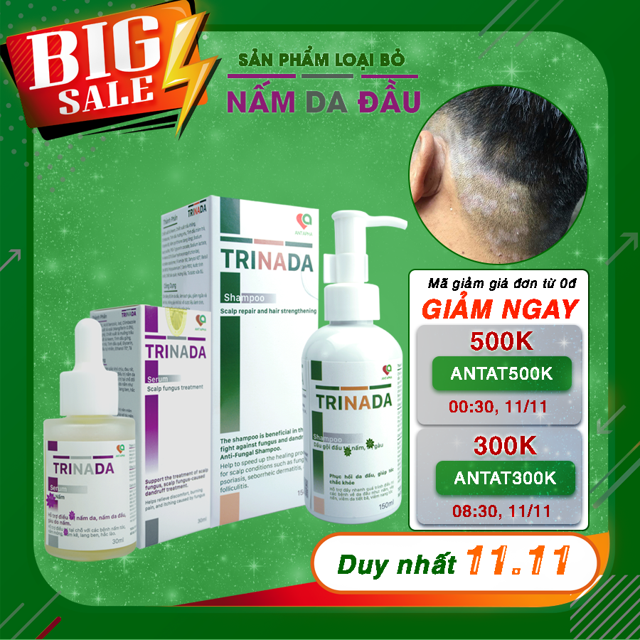 COMBO BÔI GỘI Trinada-Antapha loại bỏ Nấm da đầu
