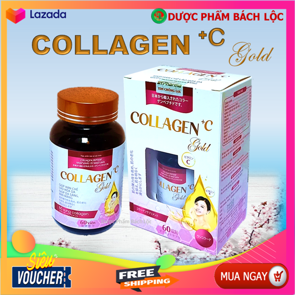 Viên Uống Đẹp Da, Trắng Da Collage  Peptide C Gold, - Collagen nhập khẩu từ Nhật Bản- Bổ Sung Vitamin A, C, E Chông Lão Hóa Da, Giúp Sáng Mịn Da (Hộp 60 Viên) cao cấp