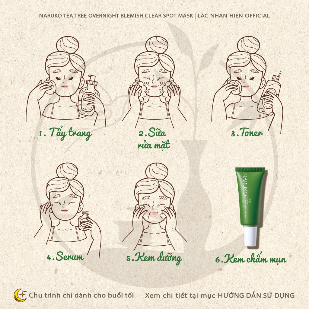 KEM CHẤM MỤN BAN ĐÊM NARUKO TEA TREE OVERNIGHT BLEMISH CLEAR SPOT MASK