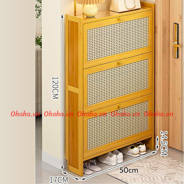 [ Freeship HCM] [Có ảnh thực tế]  Tủ giày siêu mỏng cánh mây đan cao cấp Ohaha - TGCC019