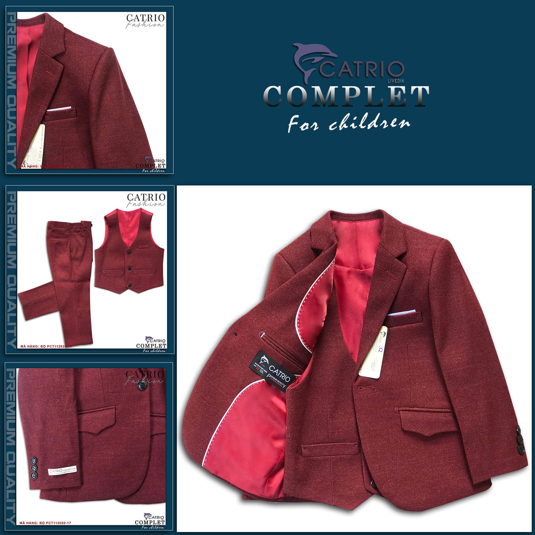 BỘ VEST BÉ TRAI CATRIO 112020/17 CHO TRẺ EM 2 TUỔI ĐẾN 12 TUỔI (11KG ĐẾN 50KG) THUỘC SET QUẦN ÁO BÉ TRAI BỘ ĐỒ COMPLET TRẺ EM BỘ VESTON TRẺ EM CATRIO thích hợp các ngày lễ tết tiệc cưới, dạ tiệc, làm đồng phục học sinh