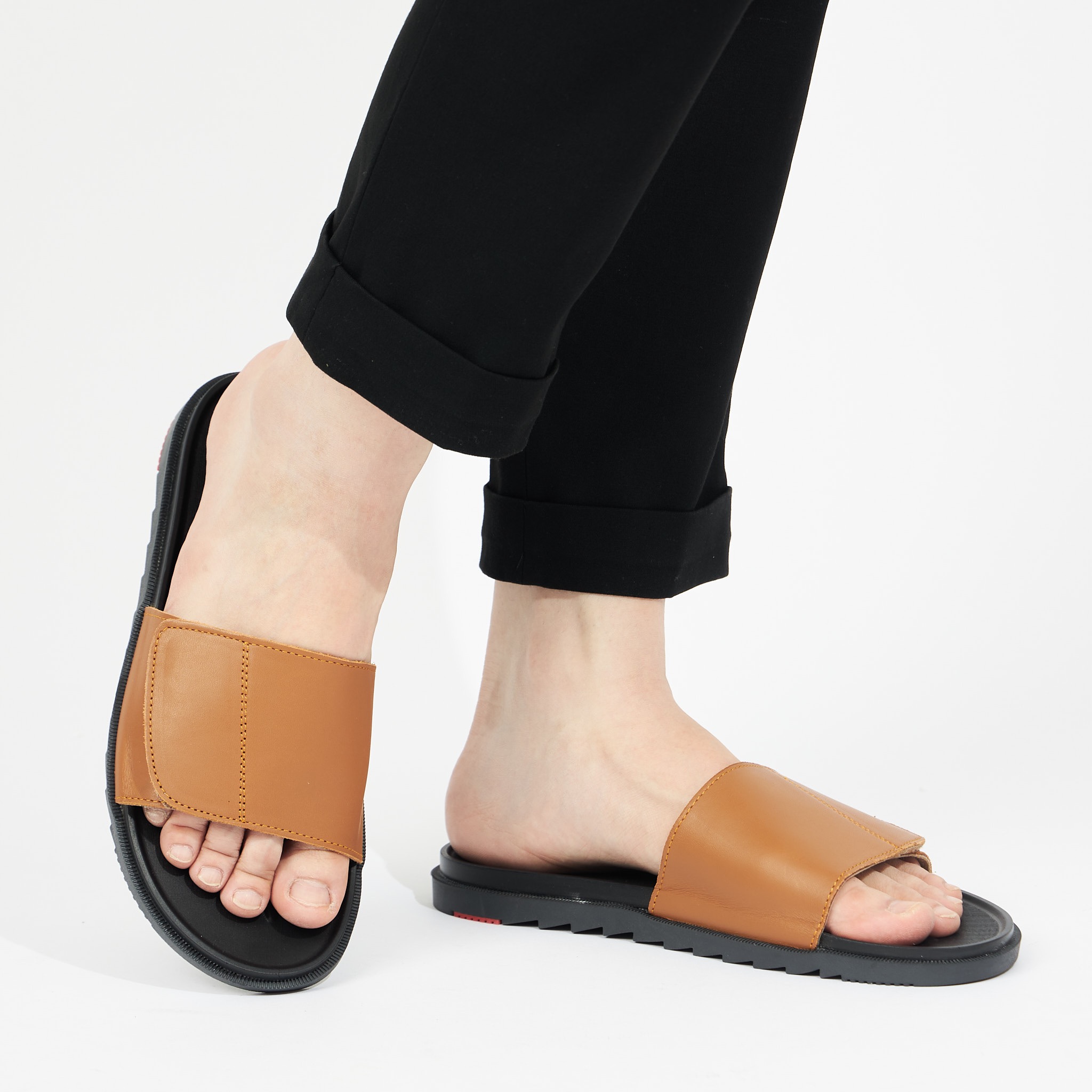 Dép Nam MWC - 7667 Dép Nam Quai Ngang Lót Dán,Dép Da Quai Ngang Mẫu Mới Thời Trang