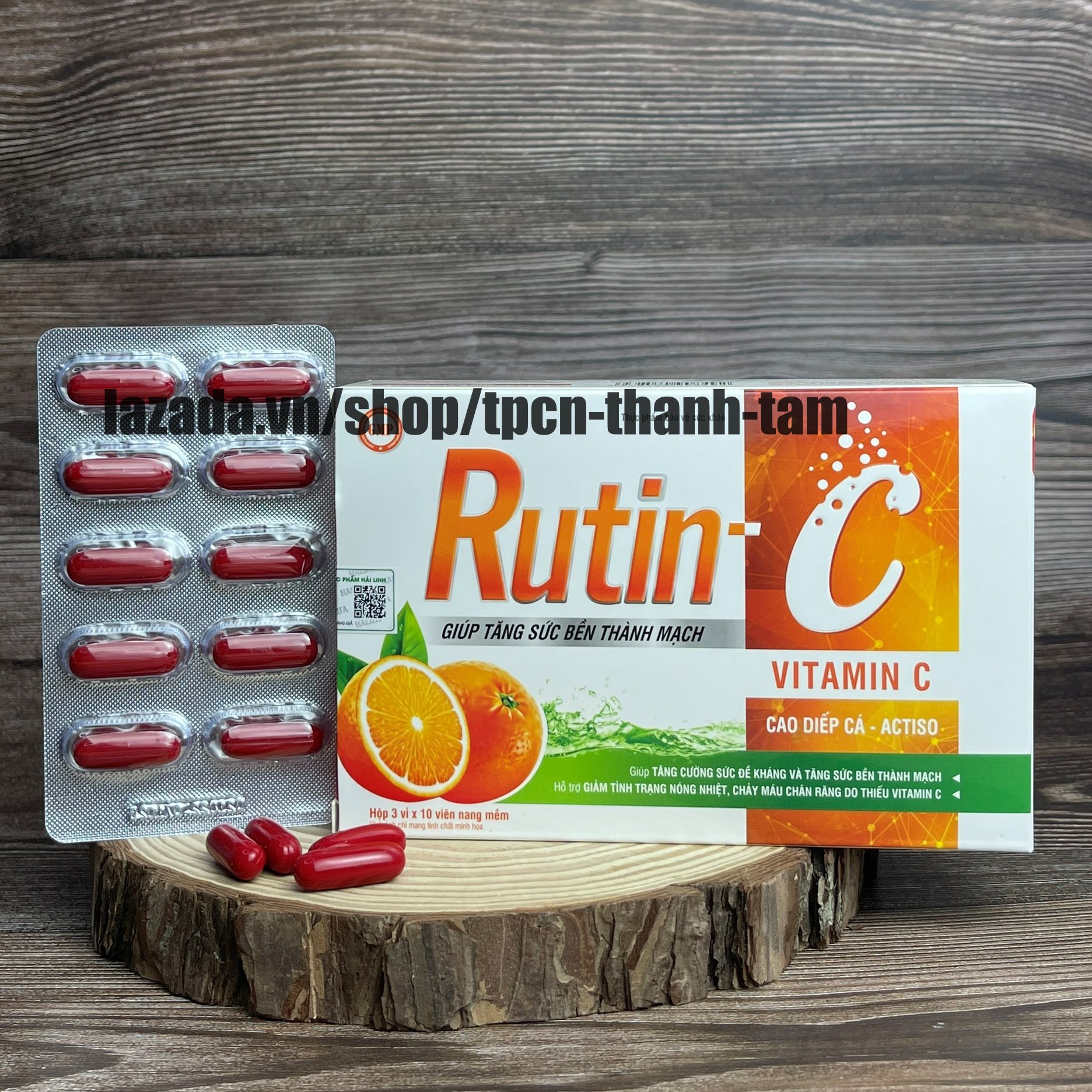 Viên uống mát gan Rutin C bổ sung vitamin c hỗ trợ giải độc gan tăng sức đề kháng - Hộp 30 viên