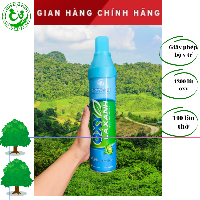 Bình Oxy Lá Xanh Cầm Tay Mini 9400ml Khí Oxy, YteThammyTTG,OX1,Bảo Vệ Hô Hấp , Chăm Sóc Sức Khoe, Trợ Thợ, Chính Hãng , Bền , An Toàn,Cần Thiết , Tiện Lợi