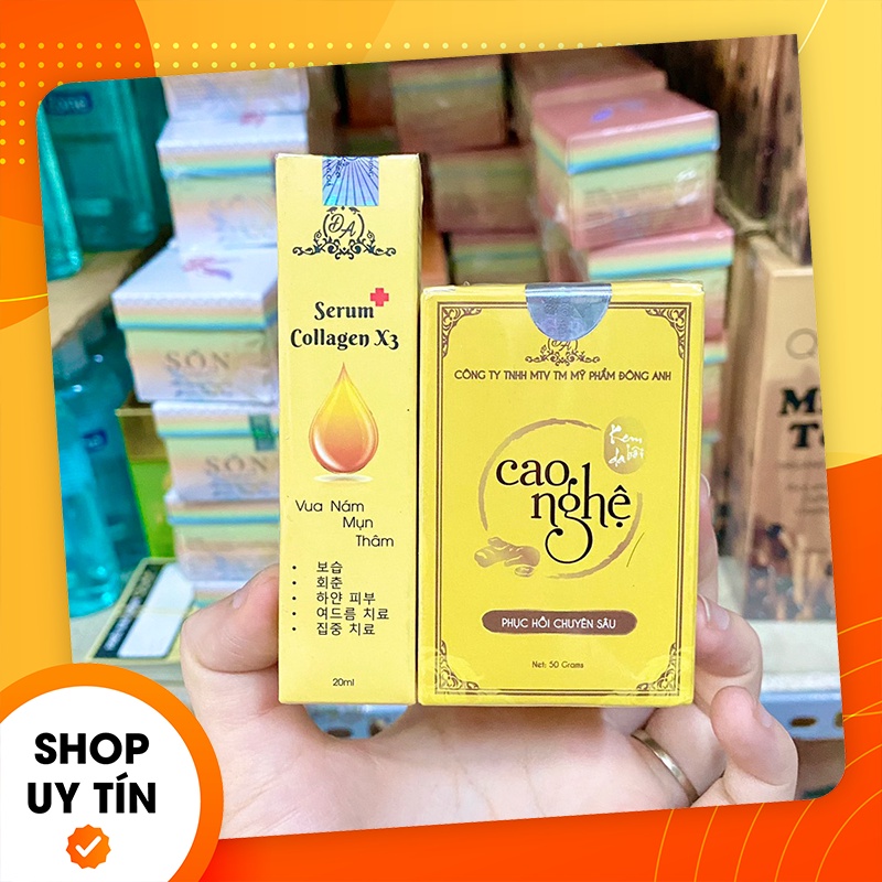 Chính hãng Combo Serum Đông Anh X3 + Cao Nghệ Colagen X3 - Mỹ Phẩm Đông Anh