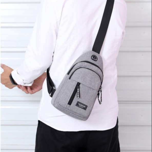 Túi đeo chéo nam vải canvas chống nước túi chéo nam thiết kế 3 ngăn rộng rãi để đồ túi vải đeo chéo phong cách Hàn Quốc