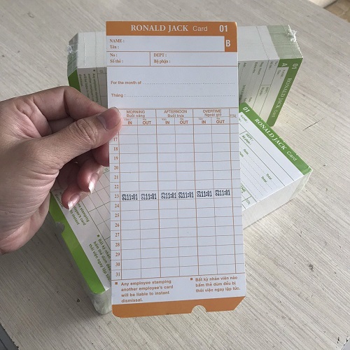 Timecards Made of Thick Paper for Paper Card Timekeeping Machines (5 Stacks)
